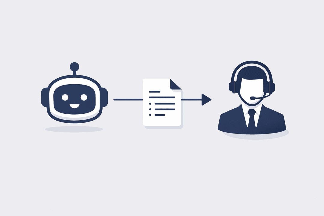 AI hands off conversation to human agent with full transcript
